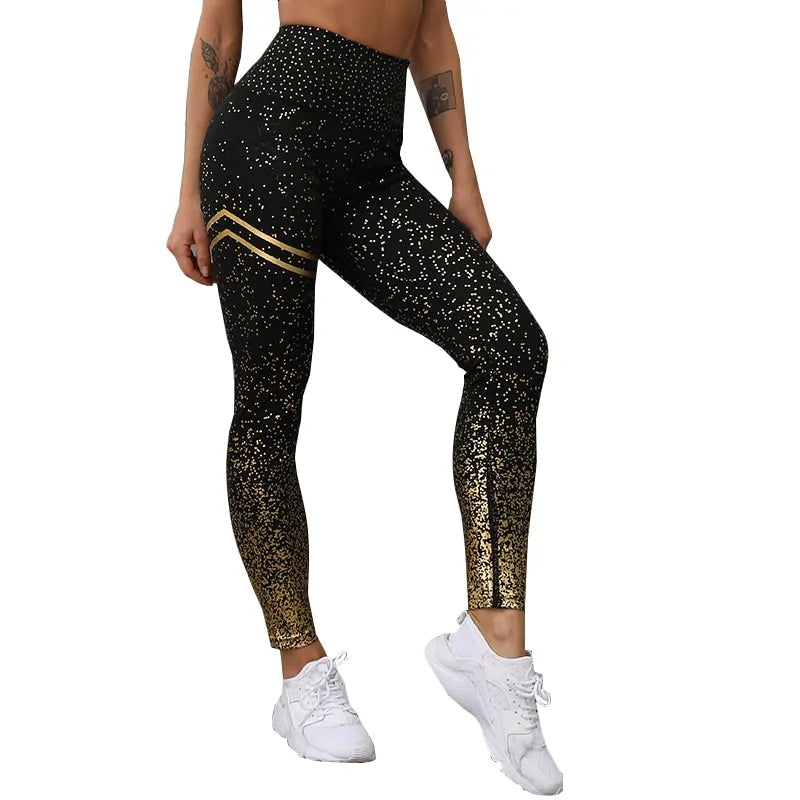 Women Gold Print Leggings